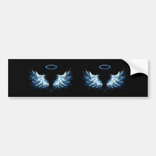 Pegatina Para Coche Alas del Ángel Azul brillante sobre fondo negro