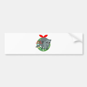 Pegatina Para Coche alegre navidad raccoon