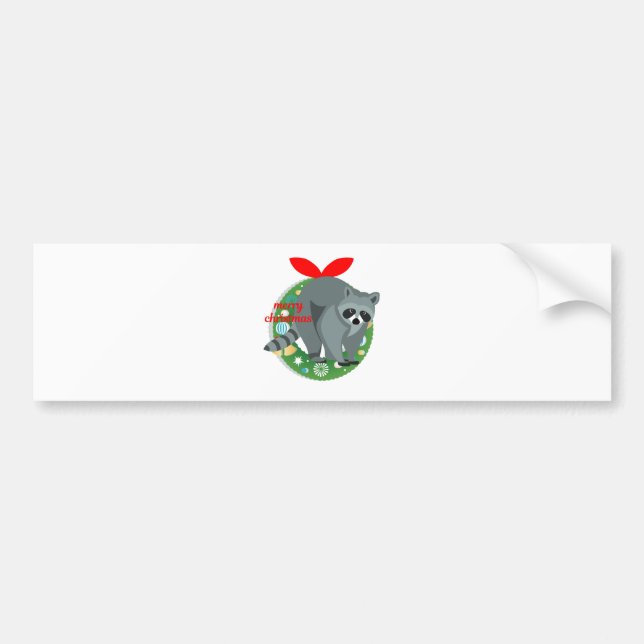 Pegatina Para Coche alegre navidad raccoon (Frente)