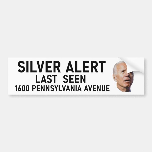 Pegatina Para Coche Alerta de plata Joe Biden Bumper Sticker (Frente)