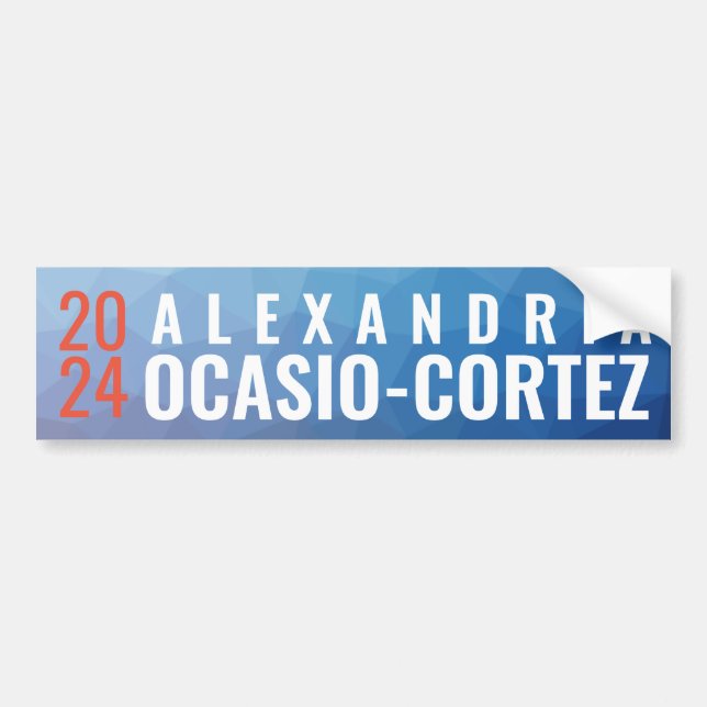 Pegatina Para Coche Alexandría Ocasio-Cortez 2024 geométricos azules (Frente)