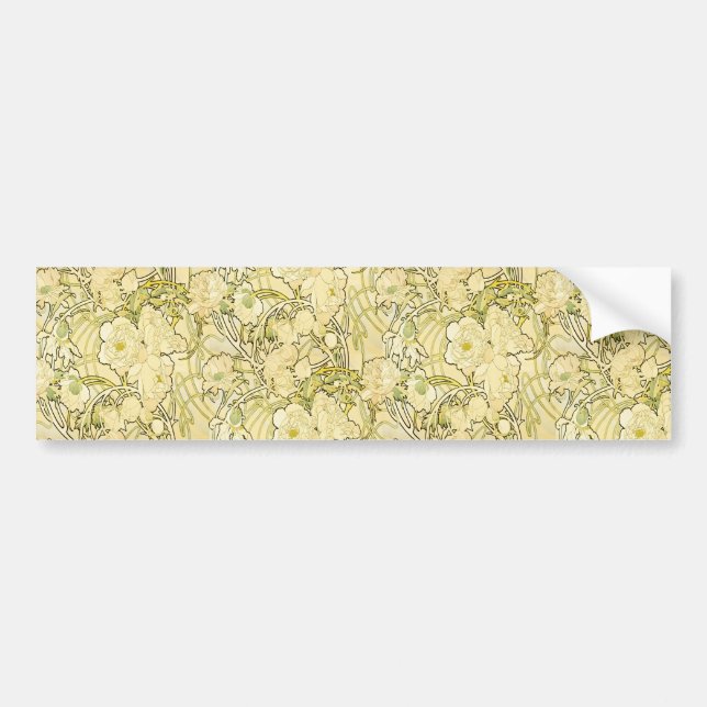 Pegatina Para Coche Alfonse Mucha Art Nouveau Peonies Botanical Art (Frente)