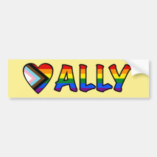 Pegatina Para Coche Ally con letras rellenas de la bandera del Orgullo
