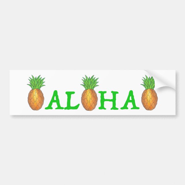 Pegatina Para Coche ALOHA Tropical Hawaii Pineapple Bumper Sticker (Frente)