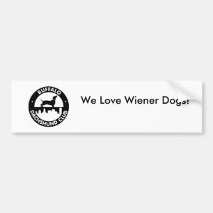 Pegatina Para Coche ¡Amamos perros de la salchicha de Frankfurt!
