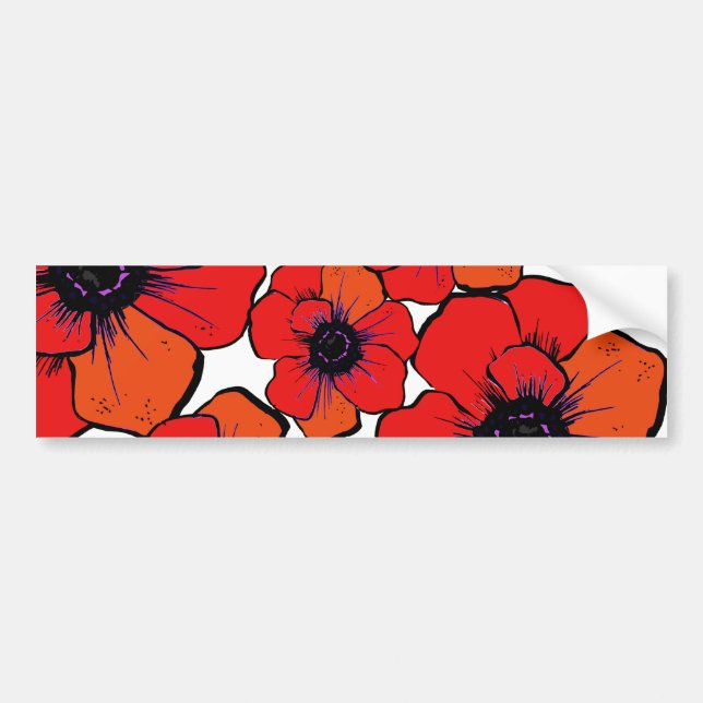 Pegatina Para Coche Amapolas anaranjadas rojas intrépidas (Frente)