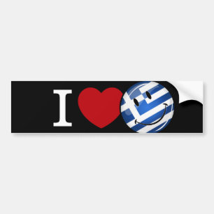 Pegatina Para Coche Amar a Grecia Bandera sonriente