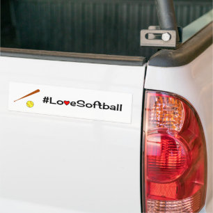 Pegatina Para Coche Amar el lema del softbol blanco
