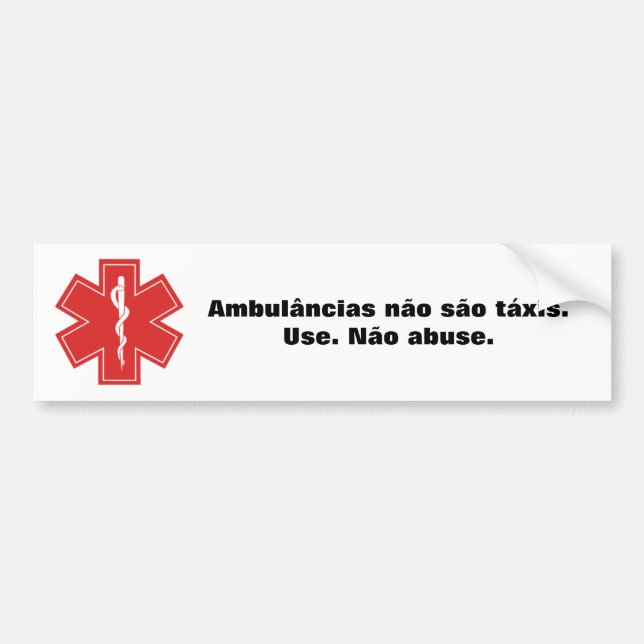Pegatina Para Coche Ambulâncias não são táxis. (Frente)