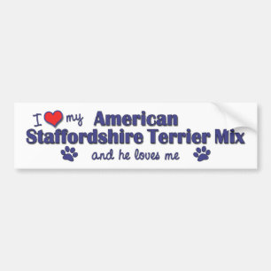 Pegatina Para Coche Ame mi Amer. Mezcla de Staffordshire Terrier