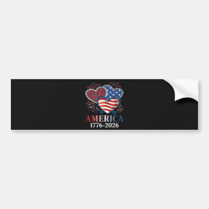Pegatina Para Coche América Corazones 1776-2026 Patriótico