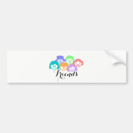 Pegatina Para Coche "Amigos" Amistad Cute Bumper Sticker.