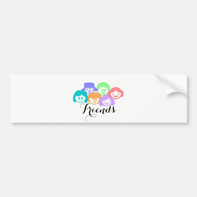 Pegatina Para Coche "Amigos" Amistad Cute Bumper Sticker. (Frente)