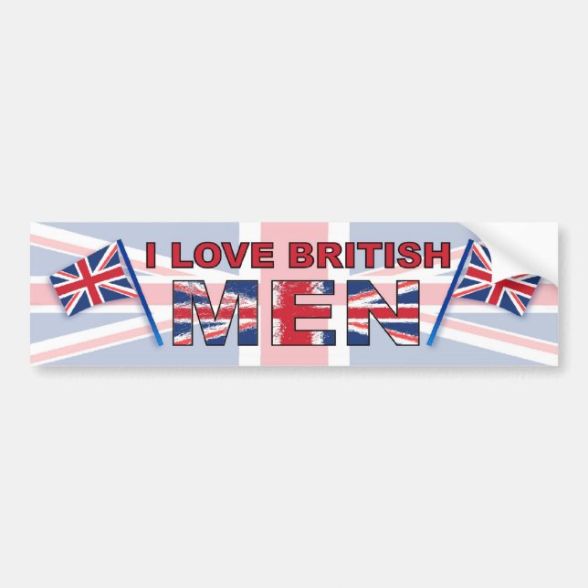 Pegatina Para Coche Amo a hombres británicos (Frente)