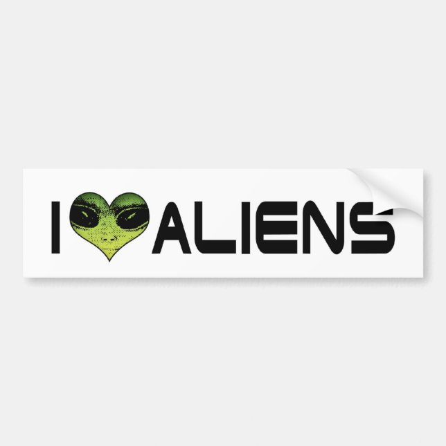 Pegatina Para Coche Amo a los Alienígenas Bumper Sticker (Frente)