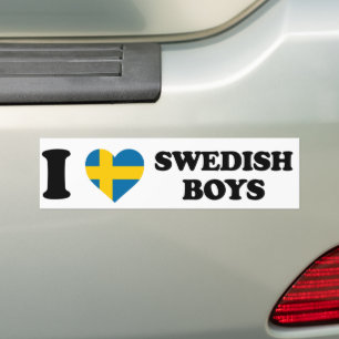 Pegatina Para Coche Amo a los chicos suecos - Diseño de corazón con ba