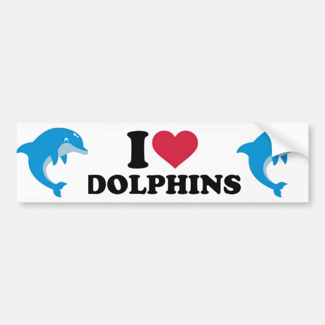 Pegatina Para Coche Amo a los delfines (Frente)