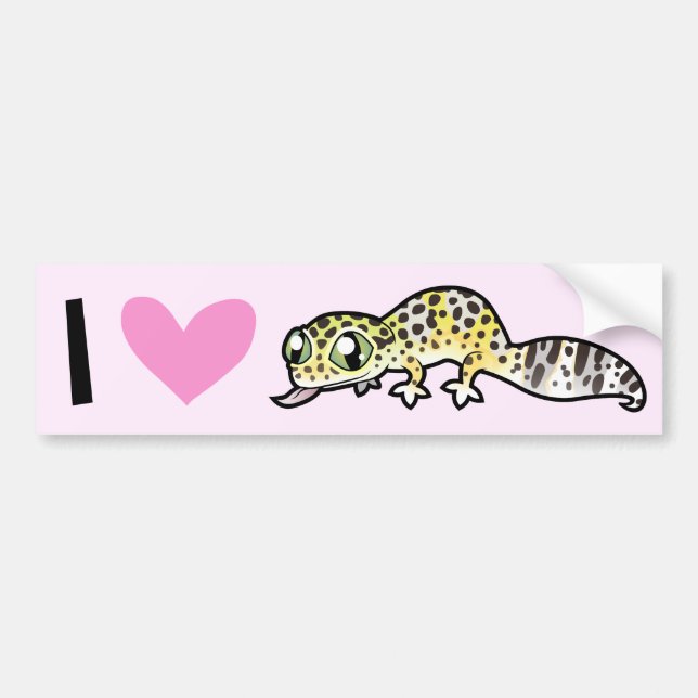 Pegatina Para Coche Amo a los Geckos Leopardo (Frente)