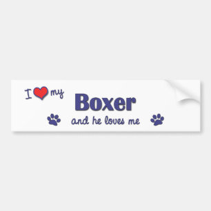 Pegatina Para Coche Amo a mi boxeador (el perro masculino)