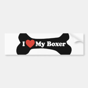 Pegatina Para Coche Amo a mi boxeador - hueso de perro