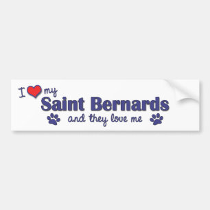 Pegatina Para Coche Amo a mi santo Bernards (los perros múltiples)
