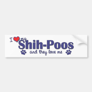 Pegatina Para Coche Amo a mi Shih-Poos (los perros múltiples)