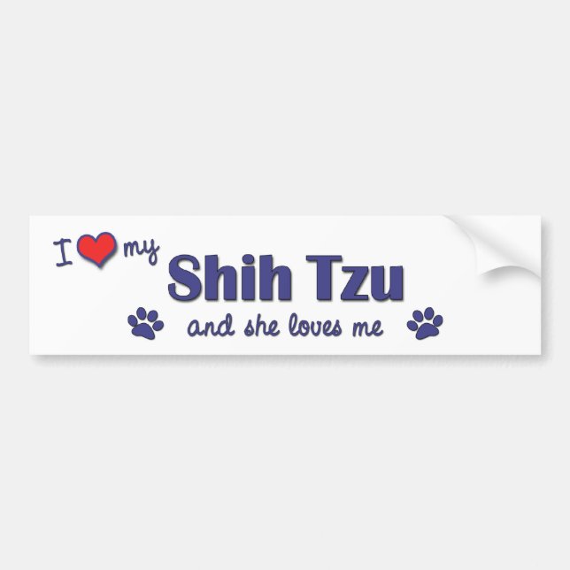 Pegatina Para Coche Amo a mi Shih Tzu (el perro femenino) (Frente)