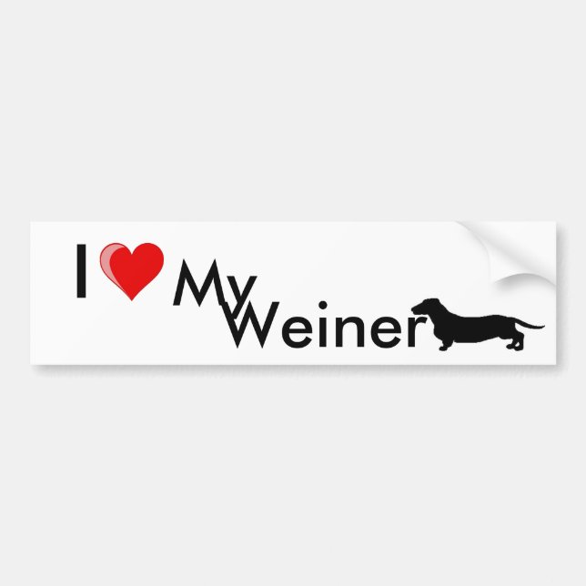 Pegatina Para Coche Amo a mi Weiner (Frente)