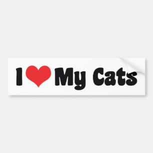 Pegatina Para Coche Amo a Mis Gatos con Corazón - Amante de Gatos