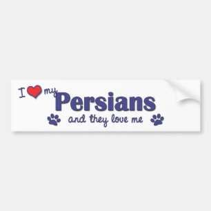 Pegatina Para Coche Amo a mis persas (los gatos múltiples)