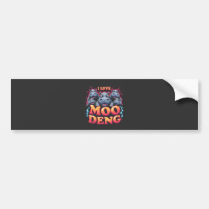 Pegatina Para Coche Amo a Moo Deng Baby Hippo Amantes
