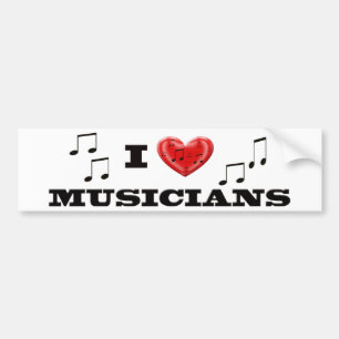 PEGATINA PARA COCHE AMO A MÚSICOS