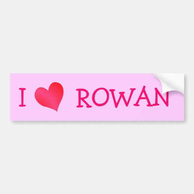 Pegatina Para Coche Amo a Rowan (Frente)