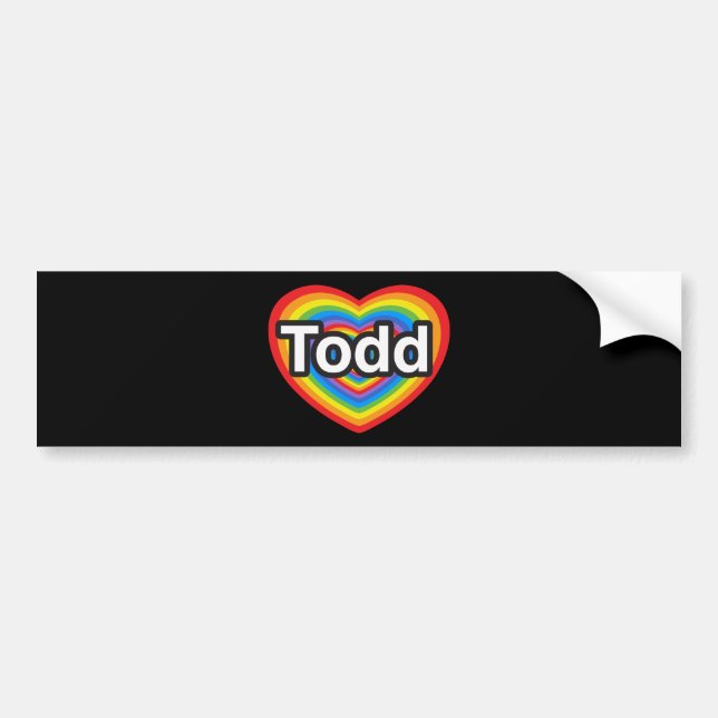 Pegatina Para Coche Amo a Todd. Te amo Todd. Corazón (Frente)