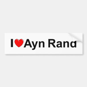 Pegatina Para Coche Amo (corazón) a Ayn Rand
