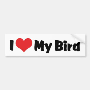 Pegatina Para Coche Amo corazón a mi pájaro - Amante de las aves