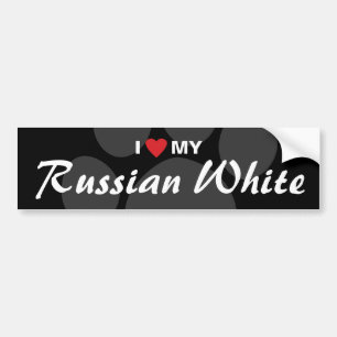 Pegatina Para Coche Amo (corazón) mi blanco ruso