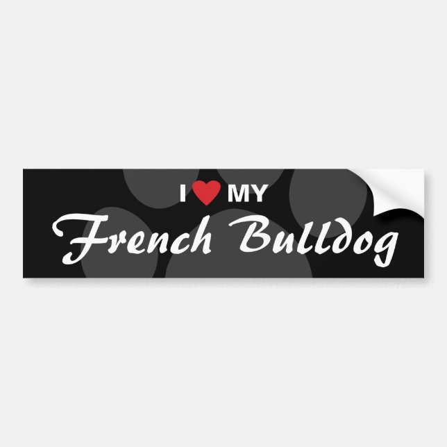 Pegatina Para Coche Amo (corazón) mi bulldog francés (Frente)