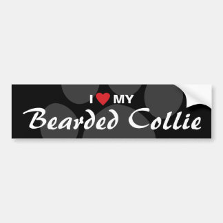 Pegatina Para Coche Amo (corazón) mi collie barbudo