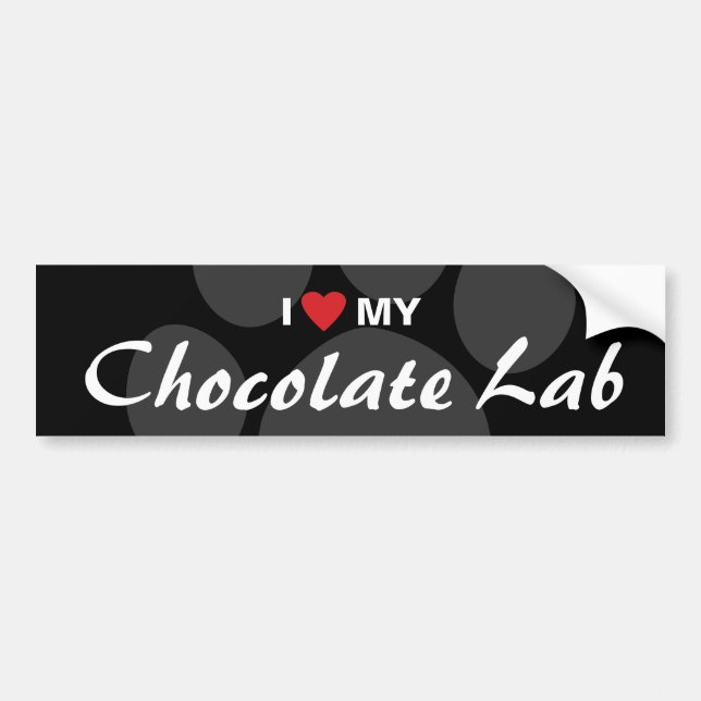 Pegatina Para Coche Amo (corazón) mi laboratorio del chocolate (Frente)