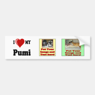 Pegatina Para Coche Amo (corazón) mi perro de Pumi