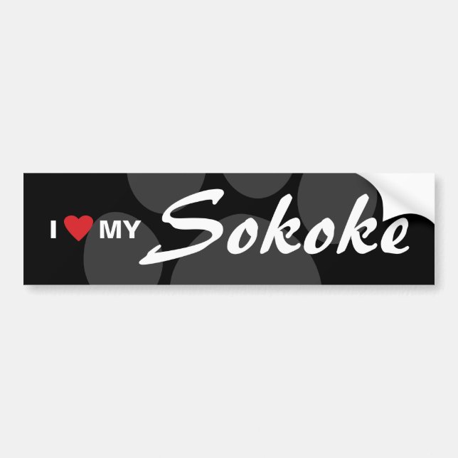 Pegatina Para Coche Amo (corazón) mi Sokoke (Frente)