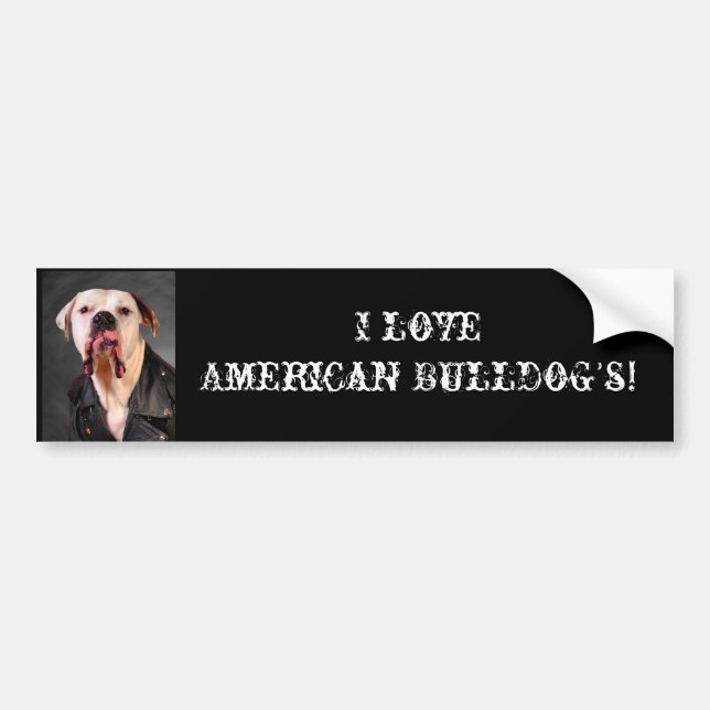 Pegatina Para Coche ¡Amo el bulldog americano! (Frente)