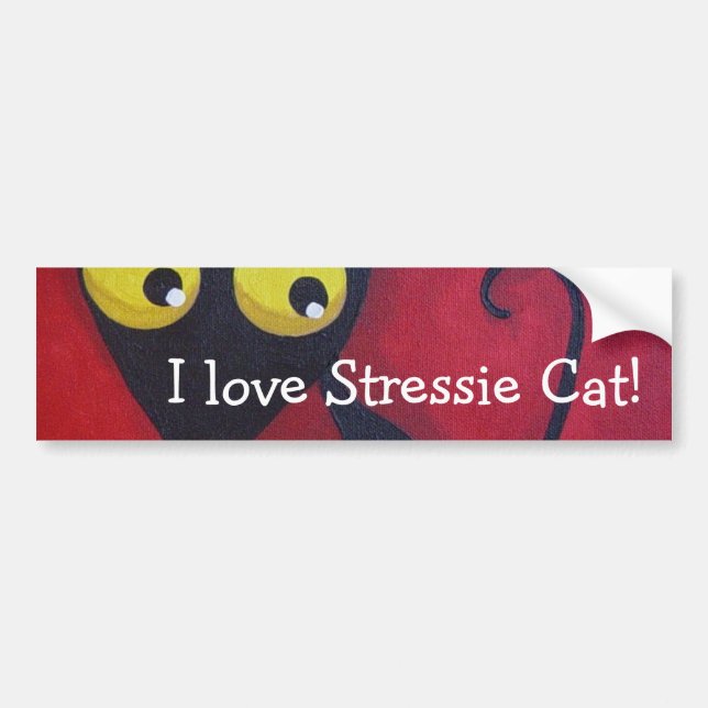 Pegatina Para Coche ¡Amo el gato de Stressie! (Frente)