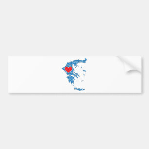Pegatina Para Coche Amo el mapa de Grecia