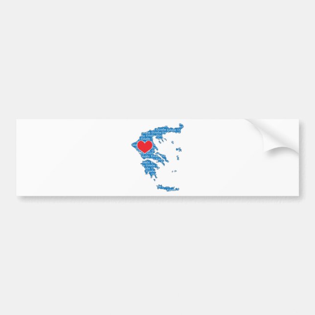 Pegatina Para Coche Amo el mapa de Grecia (Frente)