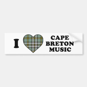 Pegatina Para Coche Amo el tartán bretón de la música del cabo del