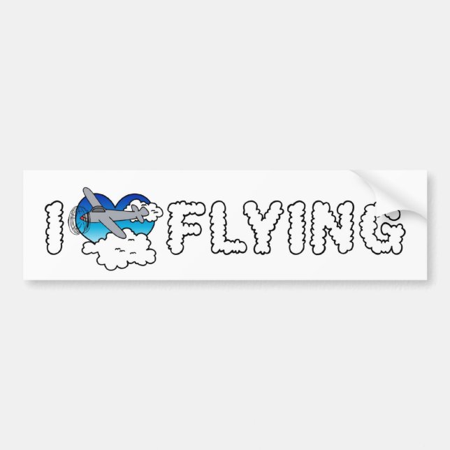 Pegatina Para Coche Amo el vuelo cardíaco - Amante del avión (Frente)