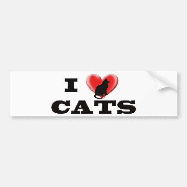 Pegatina Para Coche Amo gatos (Frente)