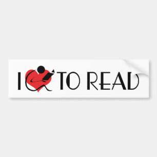 Pegatina Para Coche Amo Heart To Read - Amante de los Libros